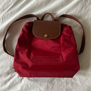 Longchamp Red and Brown Backpack